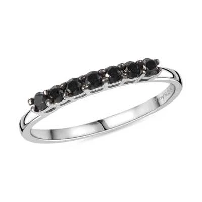 BEAUTIFUL! 0.35ctw Black Diamond Band Ring Rhodium Plated Sterling Silver Size 6 - Image 1 of 4