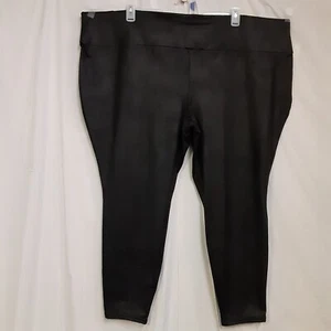 Terra & Sky Women's Skinny Leggings Black Leather Look Size 4X (28W-30W) NEW - Picture 1 of 3