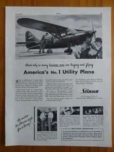 6/1948 PUB AVION STINSON AIRCRAFT FLYING STATION WAGON ORIGINAL AD - Imagen 1 de 1