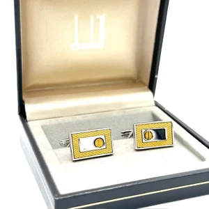 Auth DUNHILL Gold Tone CUFFLINKS With box - Picture 1 of 7