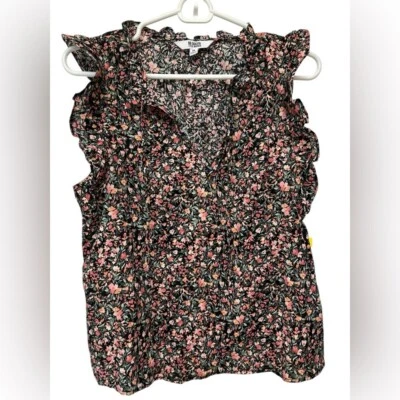 Top BB Dakota By Steve Madden Sin Mangas Estampado Negro Ditsy Floral Nuevo con Etiquetas Foto 1 de 4
