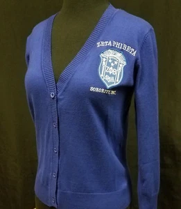 ZETA PHI BETA SORORITY CARDIGAN SWEATER BLUE SORORITY CARDIGAN SWEATER 1920 - Imagen 1 de 1