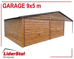 Blechgarage Garage Stahlhalle Metallgarage, 9x5 m Holzoptik Fertiggarage - Bild 1 von 11
