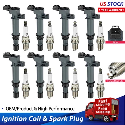 8 Ignition Coils Pack uf297 + Spark Plug For 2006-2007 Mitsubishi Raider 4.7L V8 - Image 1 of 4