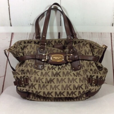 Michael Kors Gansevoort 钱包 签名标志 托特包 单肩包 帆布 皮革 — 第 1/4 张图片