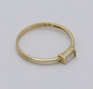 Solid 9ct Yellow Gold 0.10ct Diamond Baguette Ring Simulated Size J to T - Picture 1 of 8