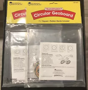 Lotto di 2 Risorse di Apprendimento 7 1/4" Geoboard Circolare Trasparente (LER 0916) NUOVE CON SCATOLA - Foto 1 di 2