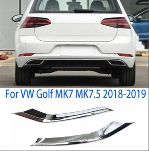 For VW Golf MK7 MK7.5 2018-2019 ABS Chrome Rear Bumper Diffuser Strip Trim 2PCS - Picture 1 of 8