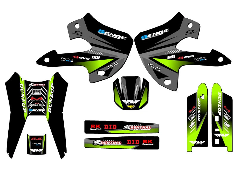 1997-2008 KLX 300 SURGE Black Senge Graphics Kit Compatible with Kawasaki - Изображение 1 из 1
