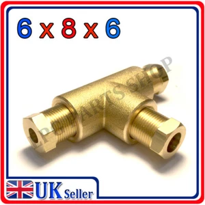 T-piece 6x8x6 COMPRESSION FITTING CONNECTOR TEE GAS COPPER PIPE TUBE COUPLING - Picture 1 of 1