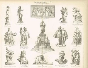 Tafel SKULPTUR 19. JAHRHUNDERT / SCHAPER / BEGAS 1890 Original-Holzstich - Picture 1 of 1
