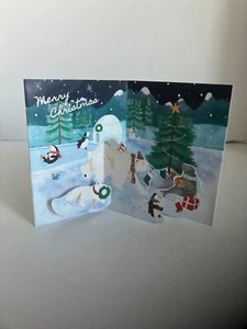 POP-UP Cards Handmade Artic Christmas Greeting Cards Box of 8 New - Picture 1 of 5