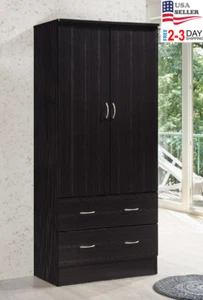 Chocolate Finish Wood Armoire Wardrobe Storage Cabinet Closet Drawers Organizer - Picture 1 of 8