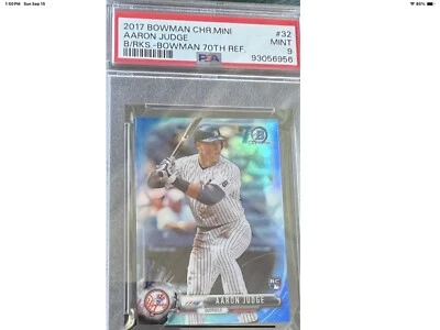 2017 Bowman Chrome Mini Bowman Rookies 70th A.REF #32 Aaron Judge RC 51/70 PSA 9 - Image 1 of 4