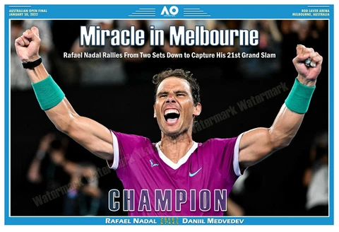 RAFAEL NADAL WINS HIS 21ST GRAND SLAM TITLE 19”x13” COMMEMORATIVE POSTER Cover