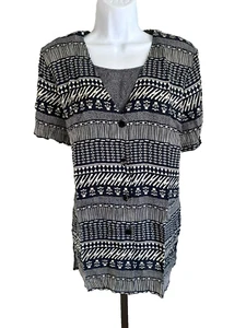 Sag Harbor Size S Navy Blue Short Sleeve Blouse - Picture 1 of 10