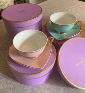 BOMBAY DUCK 'DARLING' TEACUP & SAUCER, Gift Boxed, Blush/Aqua, Valentine gift - Picture 1 of 16