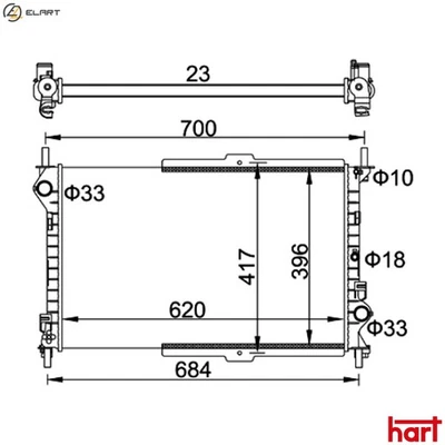RADIATOR ENGINE COOLING 611 944 FOR FORD EYPD/EYPB/EYPA/EYPC 1.8L P9PA 1.8L - Image 1 of 4