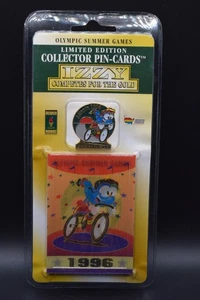 New IPC IZZY Competes 1996 Olympics Atlanta Cycling 3D Card Pin Set - Picture 1 of 6