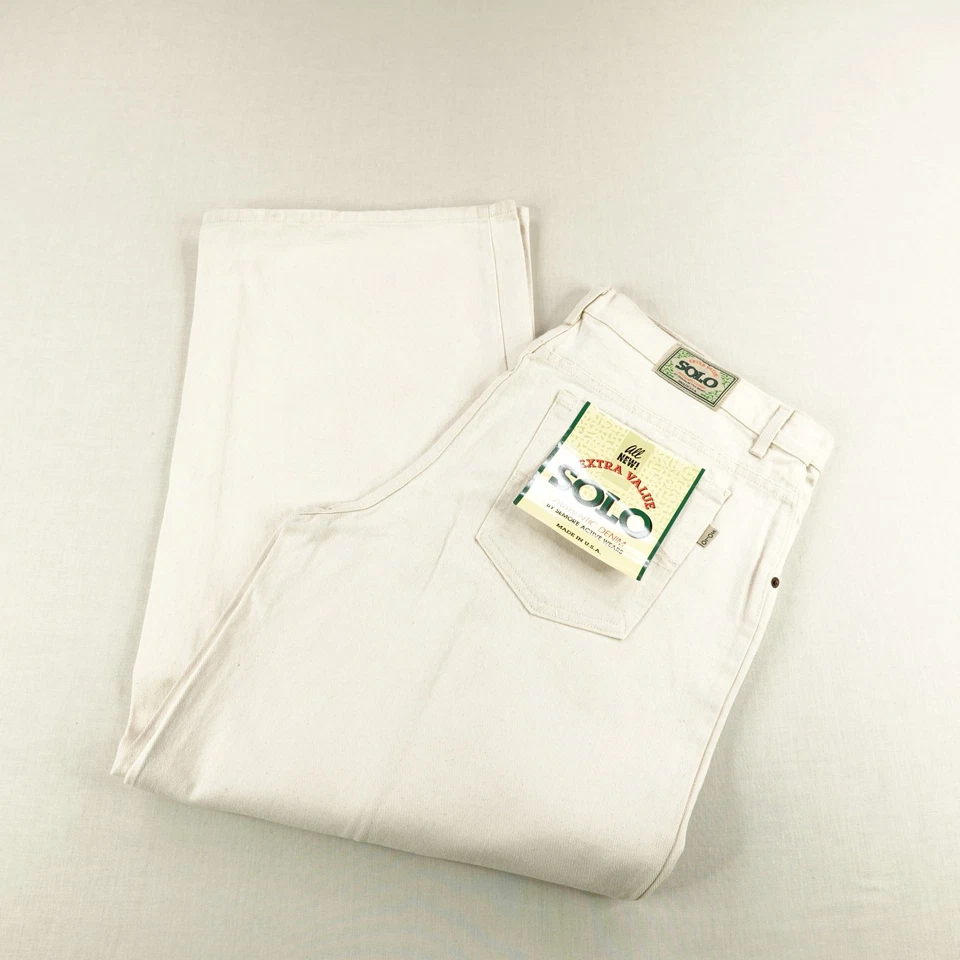 Pantalones de mezclilla Solo Semore vintage para hombre 42 blancos pierna ancha holgados sin existencias años 90 EE. UU. 3 Foto 1 de 4