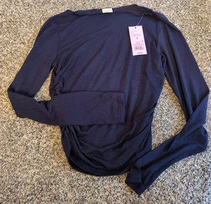 NEW Wild Fable Women's Blue Long Sleeve Shirt Size XS Side Rousch - Picture 1 of 3