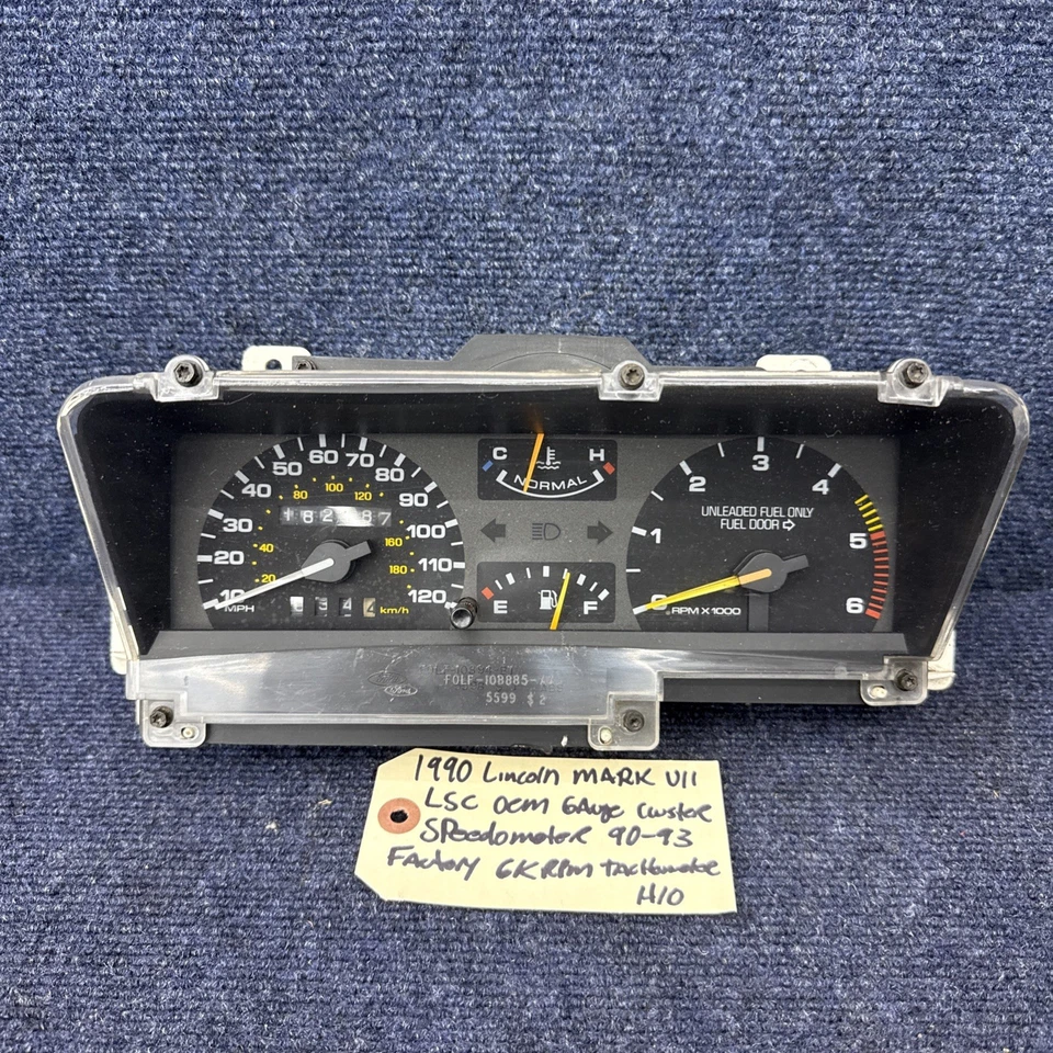 90 91 92 Lincoln Mark VII Lsc velocímetro cuadro de instrumentos fabricante de equipos originales de fábrica Foto 1 de 4