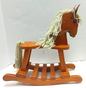 Vintage Wooden Rocking Horse (Blonde) 15.5" x 15.5" x 5.75" - Picture 1 of 11