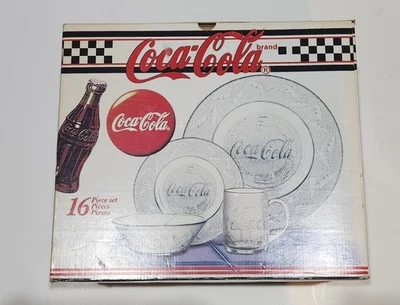 1997 Coca Cola 16 pc Glass Dinnerware Set, NEW in Sealed Box - Image 1 of 3