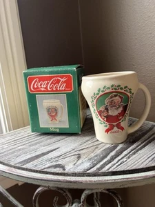 1989 Coca Cola Santa Claus Christmas Mug in box Haddon Sundblom Vintage Coke - Picture 1 of 14