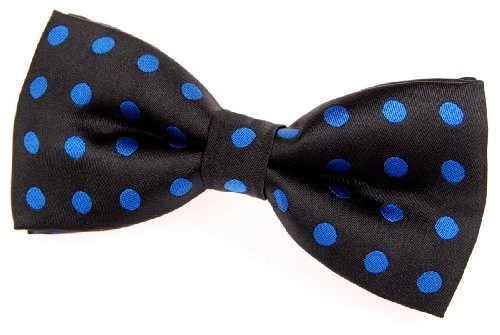 Pajarita clásica de microfibra tejida a lunares preatada (4,5") negra con puntos azules Foto 1 de 1