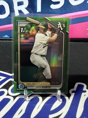 2024 Bowman Draft Chrome Nick Kurtz 1ST Green Refractor #81/99 Athletics - Image 1 of 2
