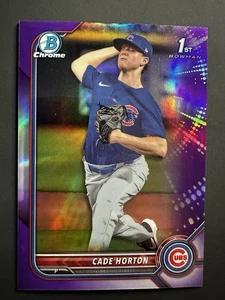 Bowman Draft 2022 cromo refractor púrpura/250 Cade Horton RC BDC-193 1st Bowman - Imagen 1 de 2