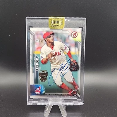 2017 Topps Archives Francisco Lindor Signature Series Auto Baseball Card /99 - Image 1 of 2
