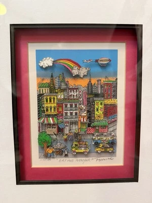 Charles Fazzino “Eating New York” 3D Limited Edition Pop Art Signed Framed - Image 1 of 4