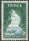 1953 Tonga  3D Used Stamp Aircraft Flying Above  Swallows' Cave - Vava'u