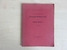 Samuel Johnson. Preliminary Handlist of Documents  Manuscripts Fleeman, J. D. 