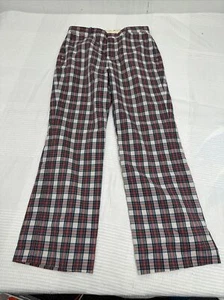 Vintage Farah Plaid Cotton Pants Lightweight Kramer Grandpa 1970s 32x28.5" - Picture 1 of 6