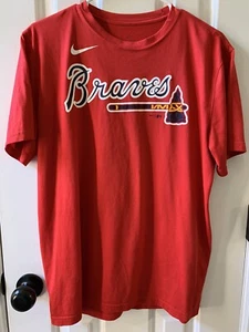 Nike Dri-Fit Youth Atlanta Brave Logo Red Short Sleeve Tee Size Large - Picture 1 of 5