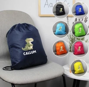 Dinosaur PE Bag Children’s Sport Bag Personalised PE Bag for Boys Sports Day - Picture 1 of 20