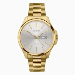 Sekonda Mens Watch 30154 Gold Tone Dress Watch Day/Date 50m RRP £74.99 - Picture 1 of 9