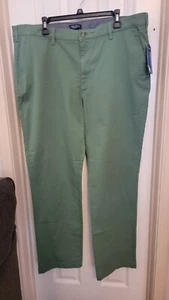 NWT NAUTICA 40 X 32 MEN’S CLASSIC FIT CLIPPER PANTS IN Dark Ivy Anchor  - Picture 1 of 8