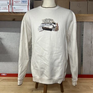 Vtg M&C Sport Pullover Sweatshirt Men’s 2XL Off-White Nature Scene Canoe - Picture 1 of 5