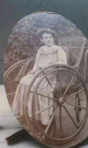 1890s Z PARLOR PHOTO CRIPPLED OLiva  DISABLED GIRL HAPPY HANDICAPPED WHEELCHAIR - Picture 1 of 8