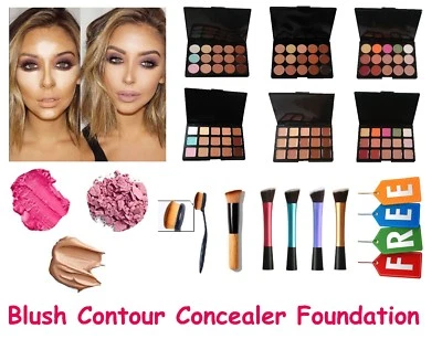 New 15 Colors Concealer & Corrector Palette Face Makeup Cream Contour+Free Brush - Image 1 of 4