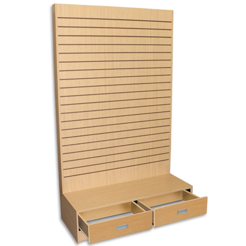 Unidad de pared de listones de arce 48" W x 20" D x 80" H - Soporte de piso torre de exhibición en forma de L Foto 1 de 1