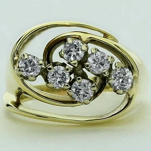 0.75CT Brillante Corte Moissanita 14K Amarillo Chapado en Oro Abierto Remolino - Imagen 1 de 4