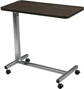 Adjustable Overbed Bedside Table Medical Hospital Bed Wheelchair Tray Chrome - Picture 1 of 6