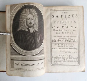 1712 THE SATIRES & EPISTLES of HORACE antique by DUNSTER in ENGLISH - Picture 1 of 7