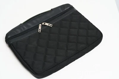 Maletín de cuero y tela acolchada con asa superior para portátil Knomo negro de 15" Foto 1 de 4