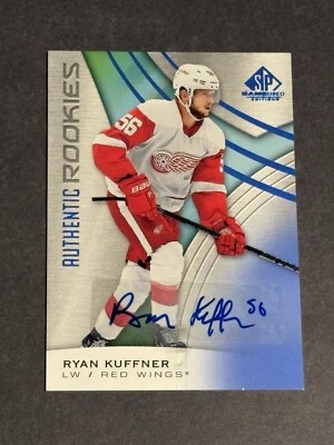 2019-20 Upper Deck SP Game Used Blue Auto #140 Ryan Kuffner RC AUTO Wings - Image 1 of 3